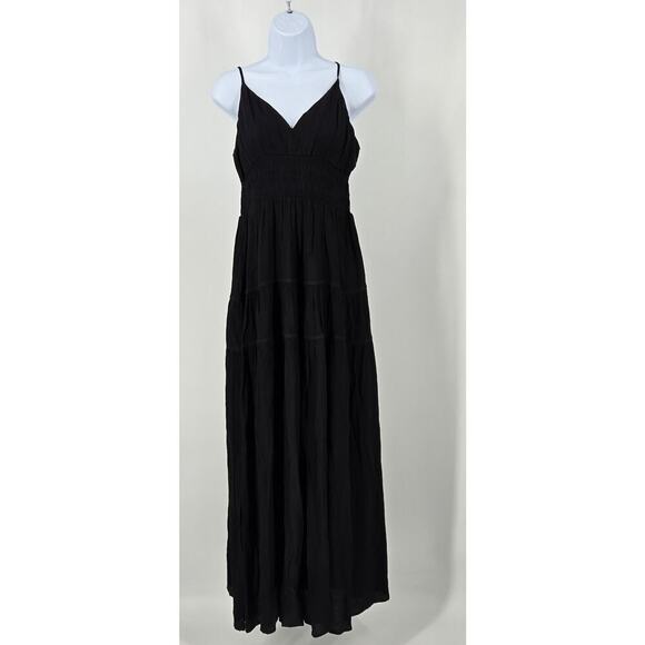 Blu Pepper V-Neck Spaghetti Strap Empire waist Maxi Dress Dark CottageCore Goth - Picture 2 of 13